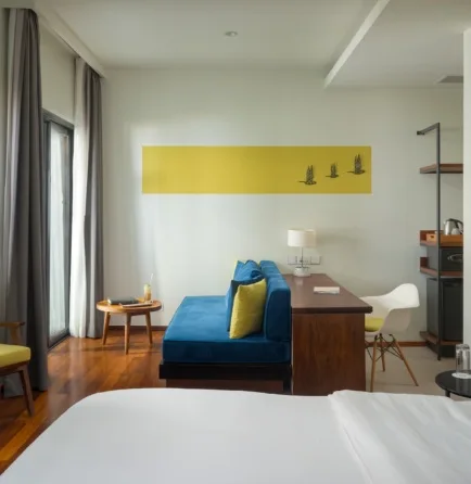 A Deluxe Room at The Aviary Hotel