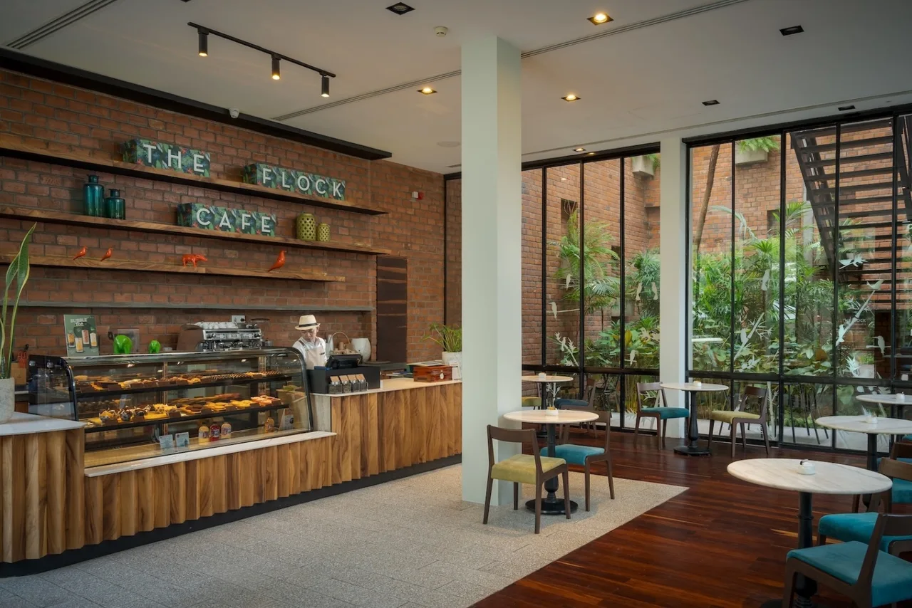 Interior seating at The Flock Café